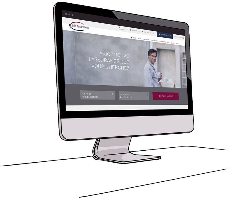 Écran d’ordinateur affichant site d’assurance Aric