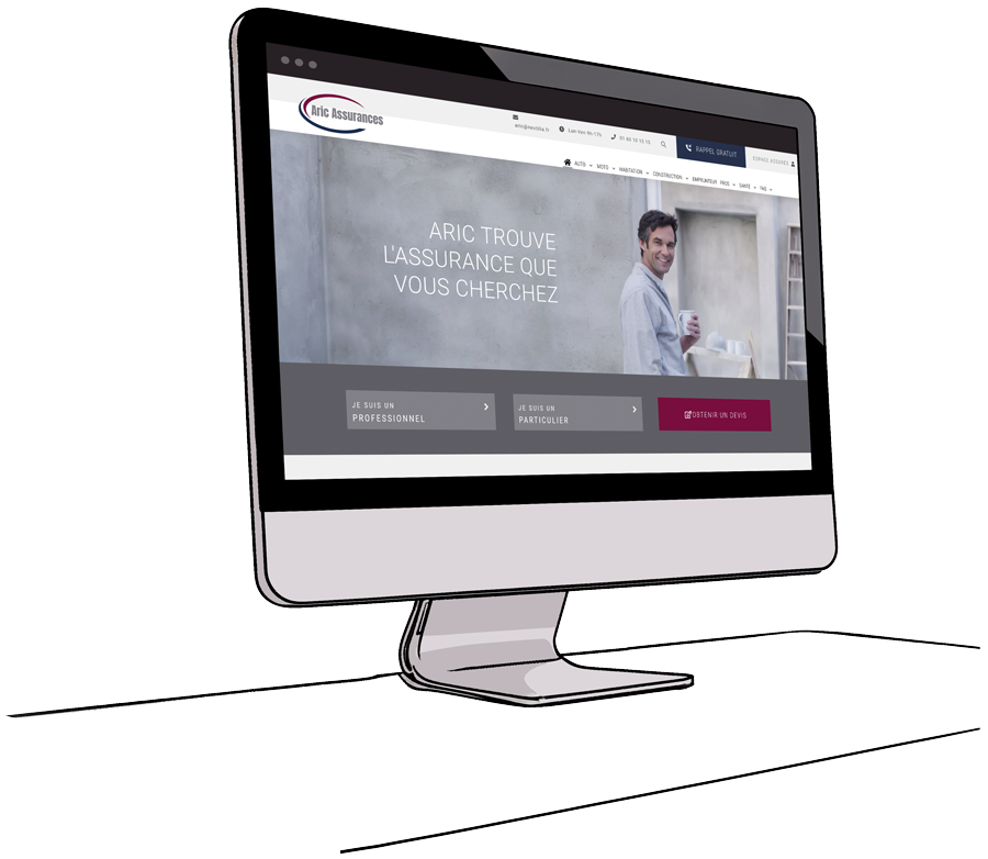 Écran d’ordinateur affichant site d’assurance Aric
