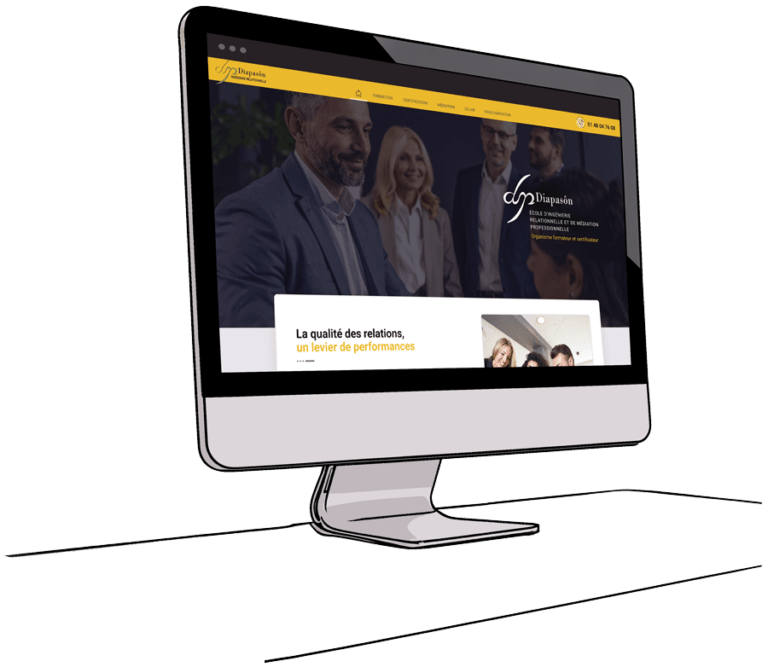 Maquette d’écran présentant le site web Diapason