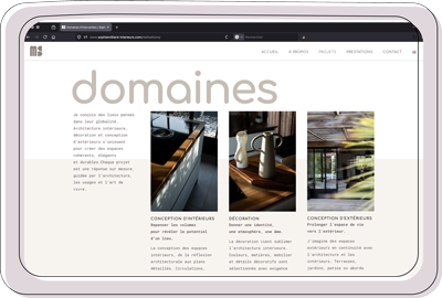 Page web domaines design intérieur, décoration, extérieur