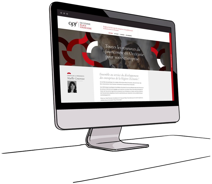 Écran d’ordinateur affichant site Occitanie Place Financière