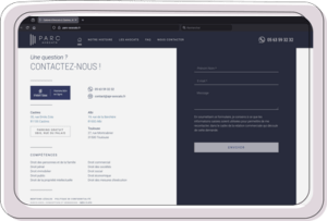 Page de contact IPARC sur tablette
