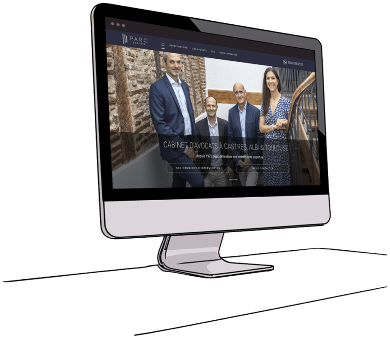 Site web d’un cabinet d’avocats sur écran