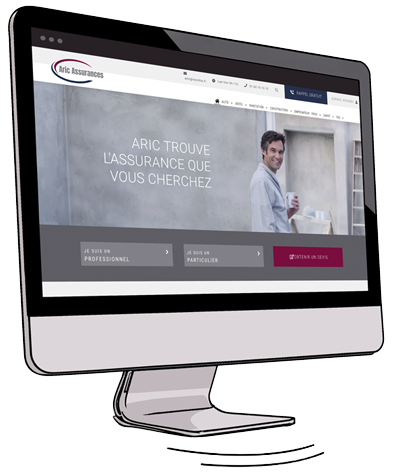 Écran d’ordinateur affichant site Aric Assurances