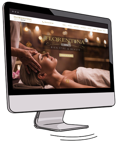 Site web de spa affiché sur ordinateur