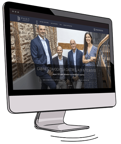 Écran d’ordinateur affichant site web cabinet d’avocats