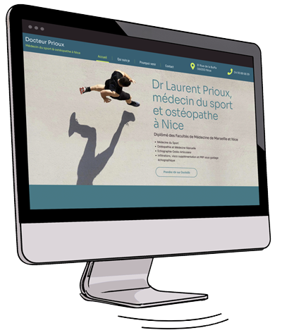Écran affichant site web médecin du sport