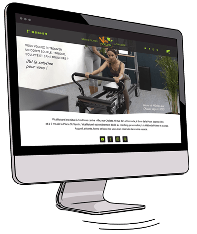 Site web studio Pilates affiché sur écran