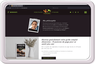 Site web studio Pilates Nita Natural sur ordinateur