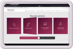 Page services Alltradis sur écran d’ordinateur
