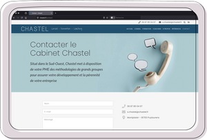 Page de contact du cabinet Chastel sur tablette