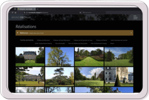 Tablette affichant galerie de châteaux et parcs paysagers