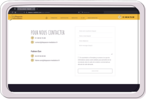 Page de contact d’un site de médiation professionnelle