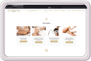 Site web institut de beauté sur tablette