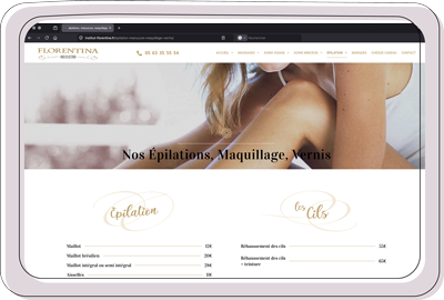 Site web de salon de beauté sur ordinateur