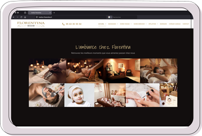Site web spa Florentina affiché sur ordinateur portable
