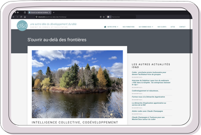 Site web développement durable sur tablette