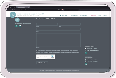Page de contact d’un site développement durable