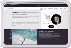 Page podcast joaillerie sur écran d’ordinateur portable