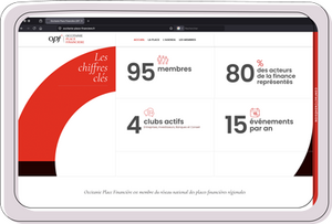Tablette affichant chiffres clés d’Occitanie Place Financière