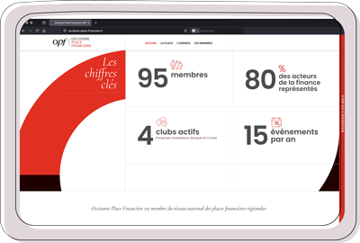 Tablette affichant chiffres clés d’Occitanie Place Financière