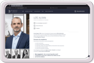 Profil avocat Loïc Alran sur tablette