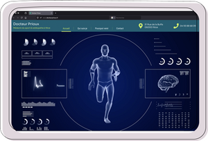 Interface médicale numérique avec silhouette humaine et données