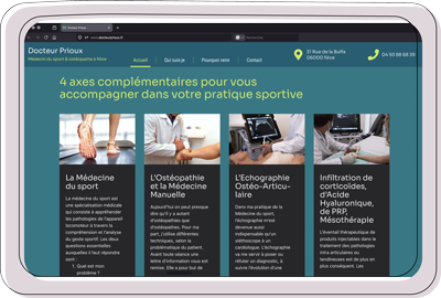 Site médical sur tablette, services médecine du sport
