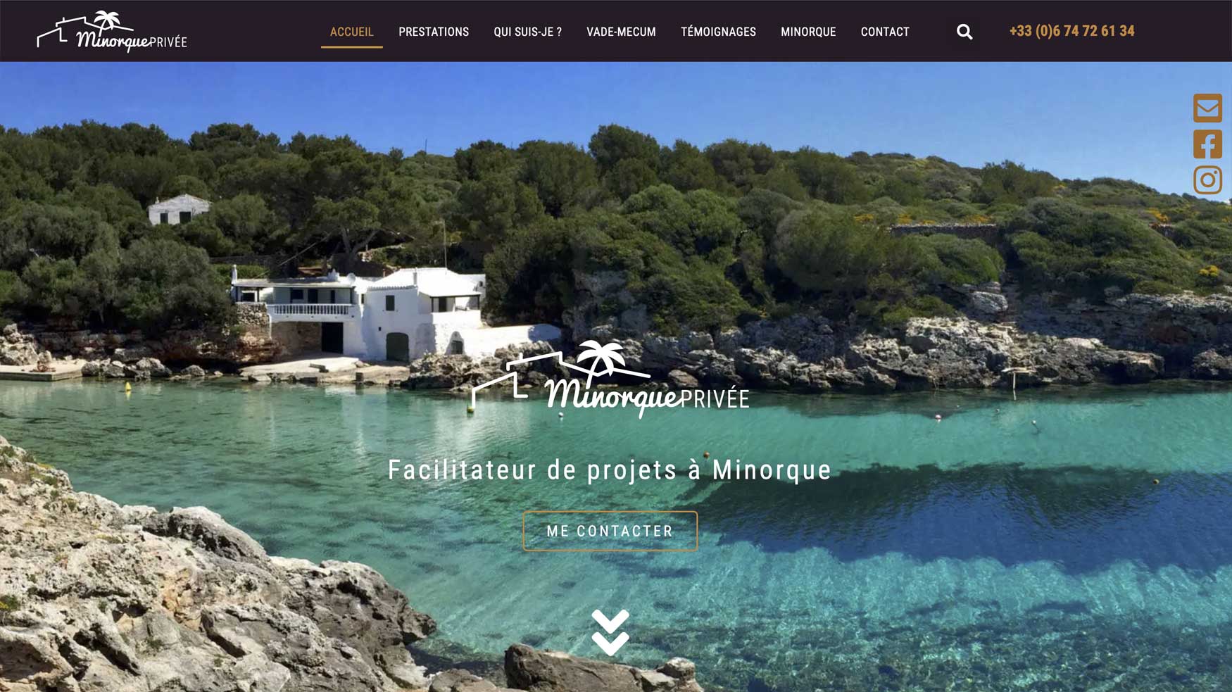 Homepage Minorque Privée