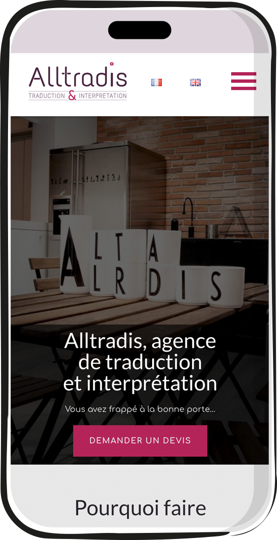 Site mobile Alltradis traduction et interprétation