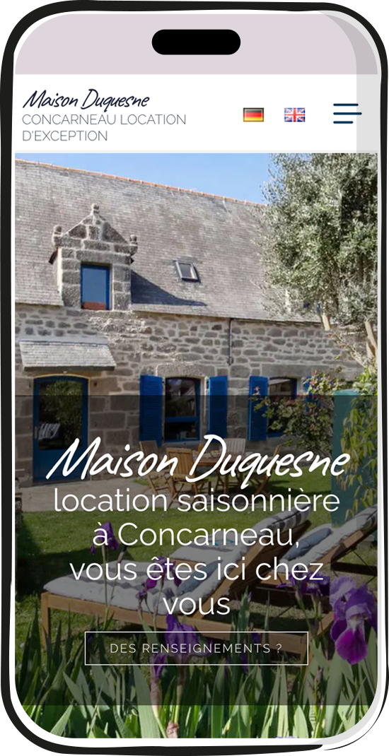Maison en pierre avec volets bleus à Concarneau