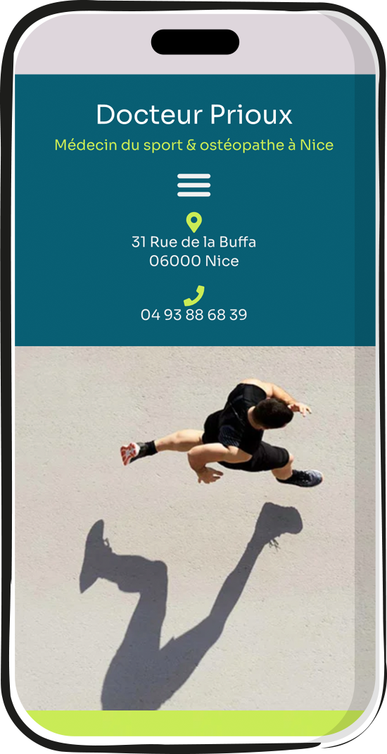 Page mobile Docteur Prioux et coureur vue aérienne