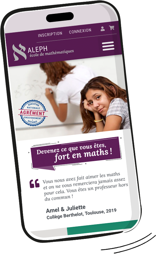 Site Aleph école de mathématiques sur smartphone