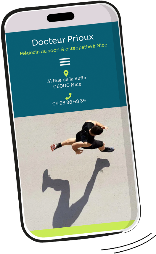 Site mobile Docteur Prioux, médecin du sport Nice