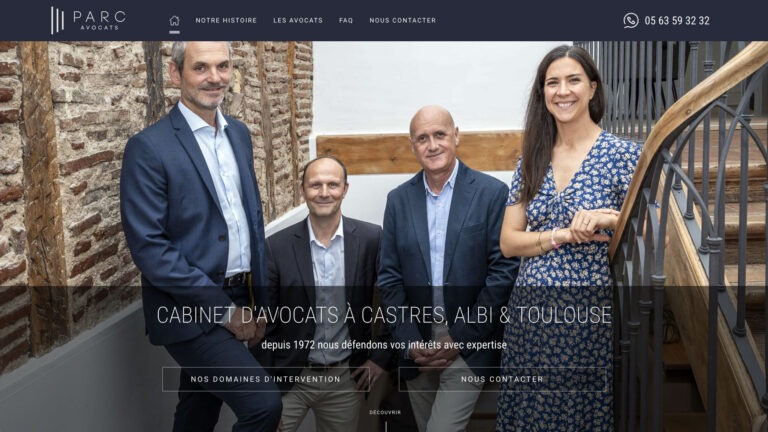 Homepage du site PARC Avocats